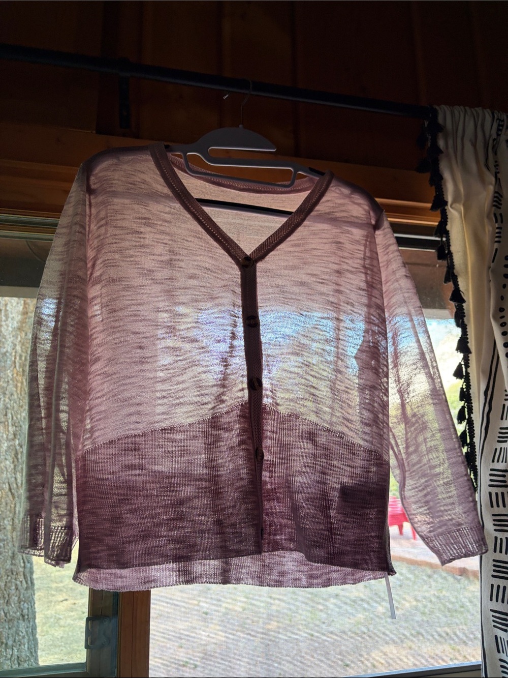 pink Women's Vacation Casual Semi-Sheer breathable knit button down Cardigan
